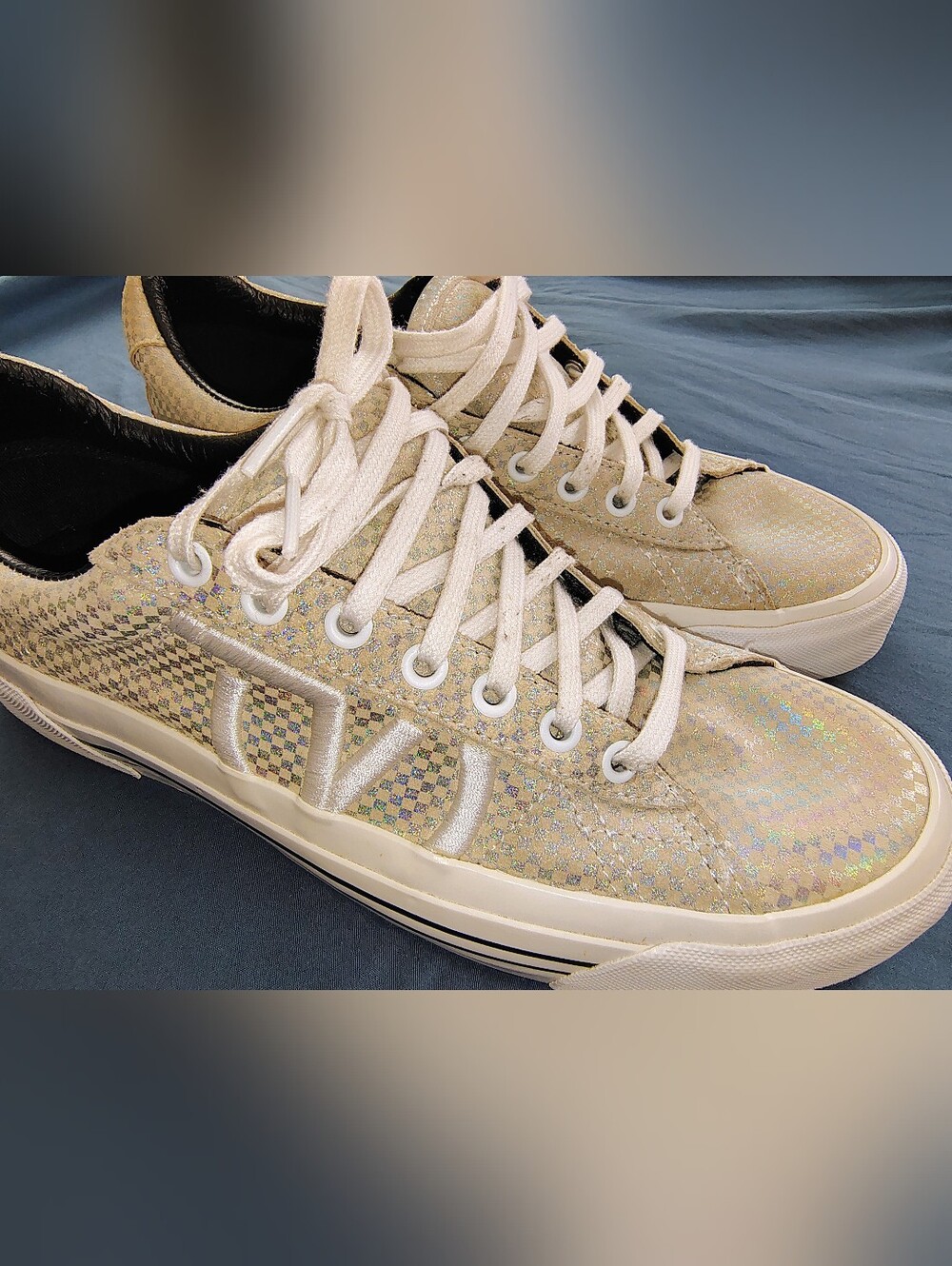 Vans Holographic & Creme Colored Checkered Shoes